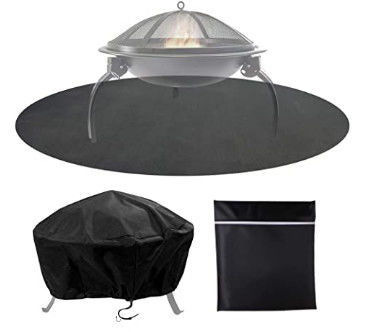 36" fire pit mat and 34"x18”cover bundle set/commercial grade heavy duty fireproof mat and weatherproof cover